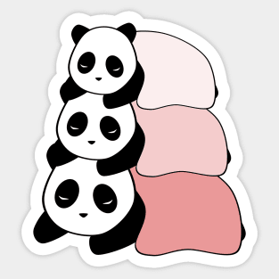 Sleepy Panda Stack (Pink, White Background) Sticker